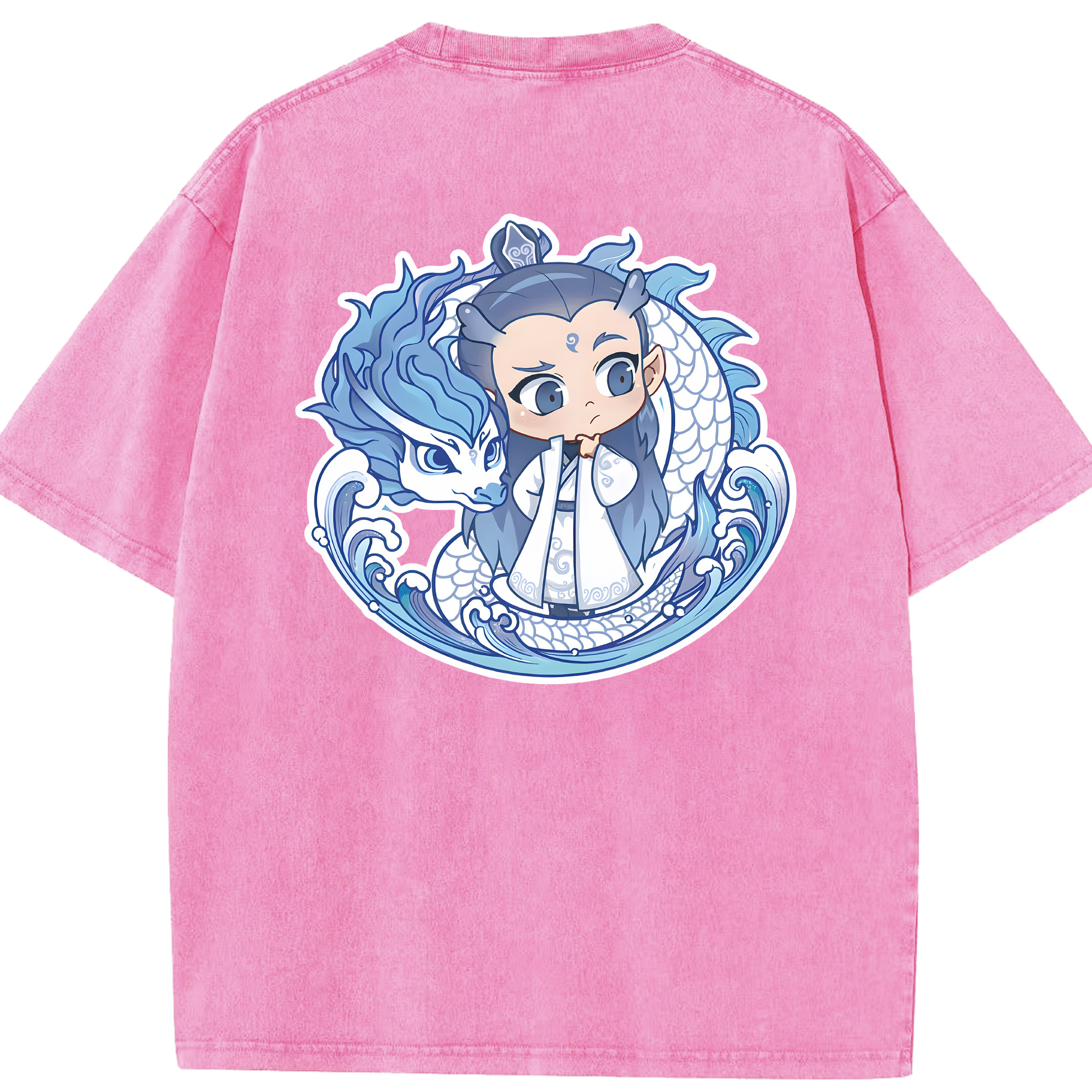 （画像用） Ne Zha 2 ナタ 魔童の大暴れ 綿100% ヴィンテージ風 半袖Tシャツ（背面プリント）